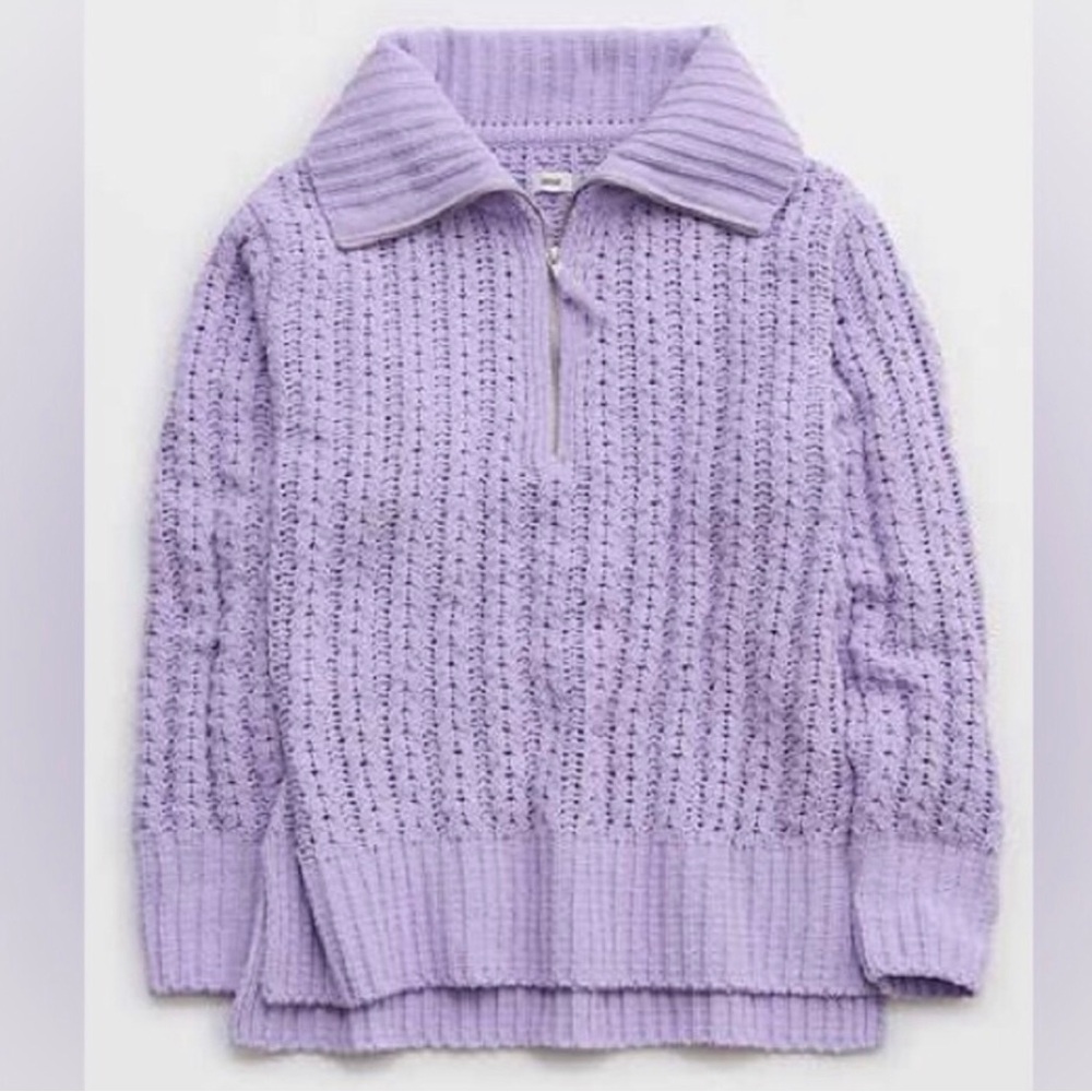 Aerie - Cable Car Quarter Zip Sweater